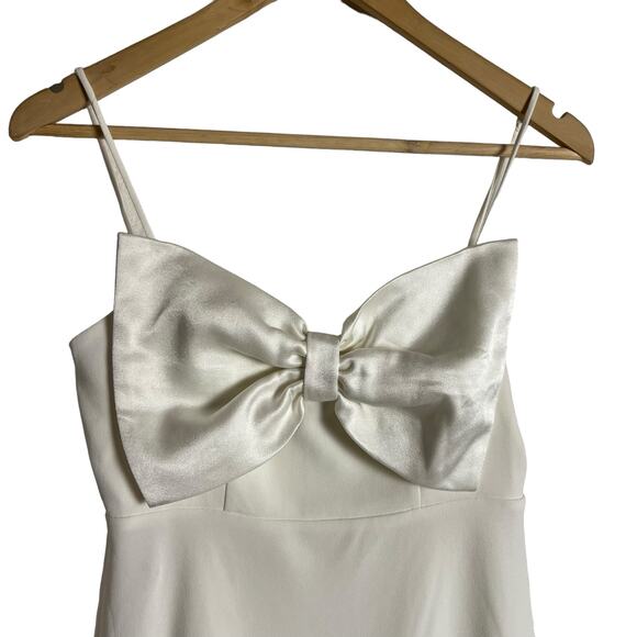 RIXO Bridal Libby Ivory Satin Bow Sleeveless Mini Dress Size XS - Picture 5 of 15